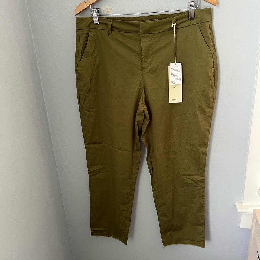 Laurie Felt‎ Olive Green Ankle-Length Cropped Pants